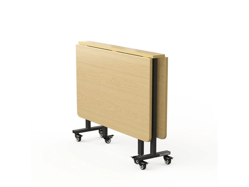  Table pliante à rabats 120 x 80 cm avec roulettes amovibles – table à manger modulable gain de place et bureau d'appoint pour petits espaces – chêne clair et noir  - Conforama B