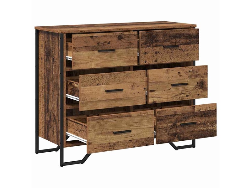  Commode chambre adulte, armoire à tiroirs 6-tiroir bois ancien 91x35,5x74,5 cm  - Conforama E