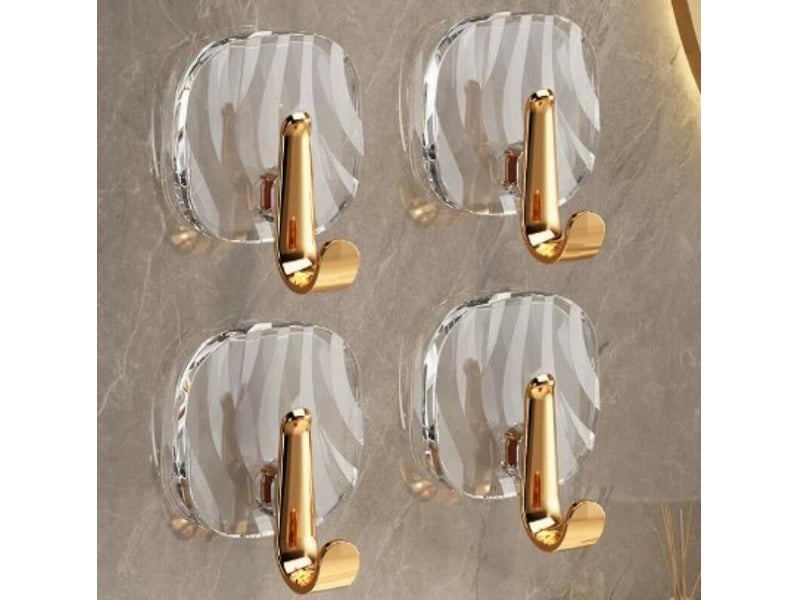  Quatre crochets en acrylique auto-adhésifs, adaptés aux salles de bains, cuisines, chambres, rangement étanche, transparent ZYS02160LHY - Conforama A
