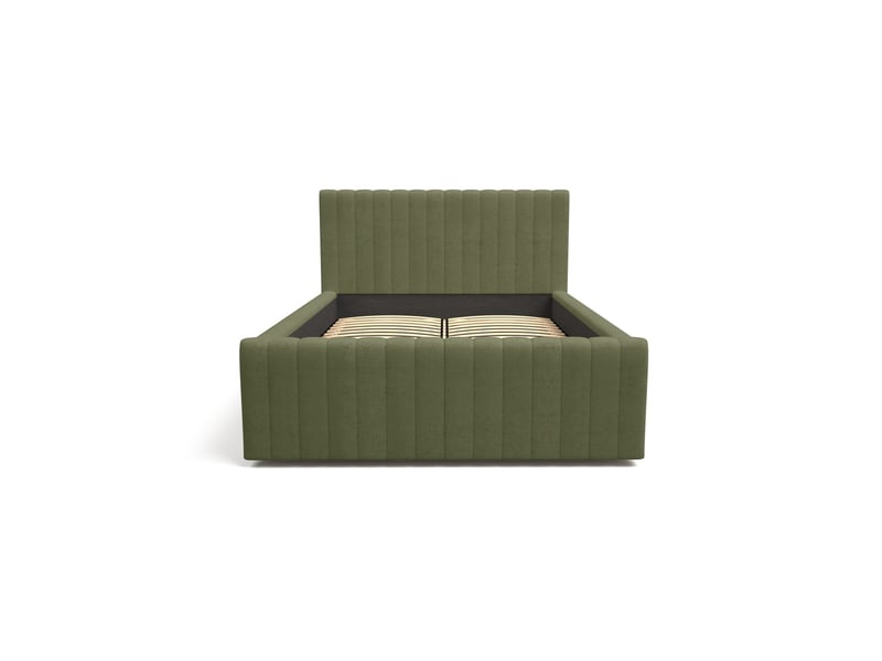  Lit eloria 160x200 cm vert kaki bouclé avec sommier  - Conforama D