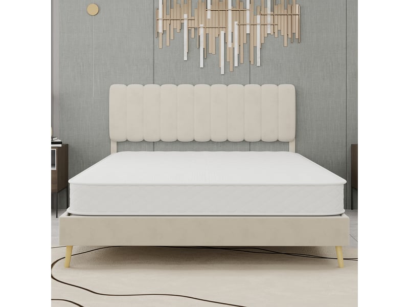  Matelas 140x200 cm - épaisseur 23 cm, limite le transfert de mouvements, bords renforcés, ressorts ensachés et mémoire de forme, tissu 3d, blanc Luxe haut de gamme - Conforama E