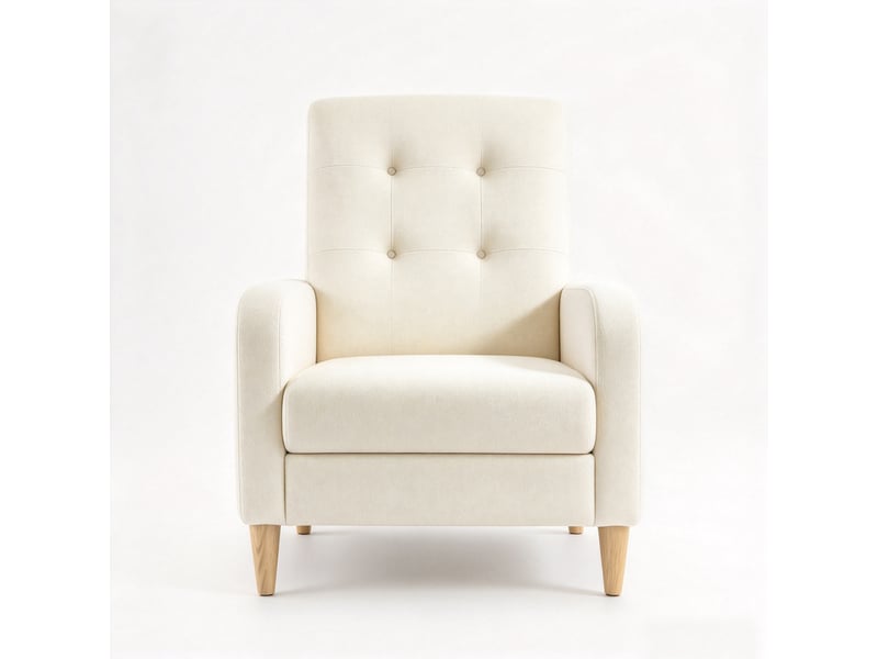  Fauteuil lounge nordique 1 place beige, revêtement aspect lin, structure bois massif  - Conforama C