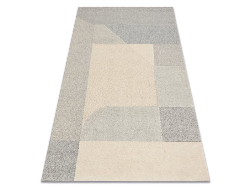  Moquette en laine flux 461.12.ae120 osta - géométrique, structurelle, loft crème   gris 120x170 cm  - Conforama A