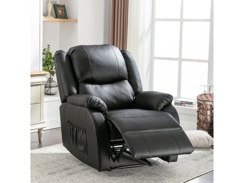  Fauteuil inclinable - fauteuil individuel - fauteuils tv, chaises longues extensibles - poches latérales - en similicuir - noir  - Conforama B
