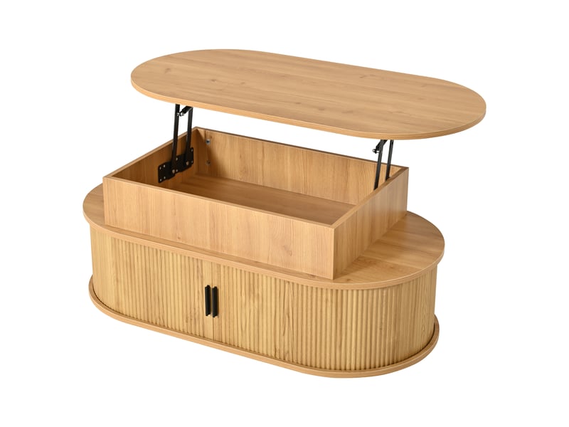  Table basse led 100x50x40 cm avec rangement, 2 tiroirs et portes, éclairage rgb contrôlé par application, mdf - blanc  - Conforama A