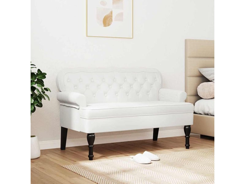 Banc chesterfield, canapé 2 places blanc 119,5x64,5x75 cm cuir synthétique - Conforama C