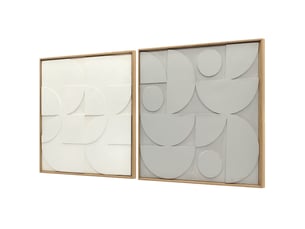 Lot de 2 tableaux abstraits 3d, décoration murale en bois géométrique, pour salon, chambre, bureau, blanc, 80 x 80 cm