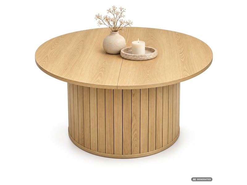  Table basse nubo coloris bois naturel 80 cm ronde cannelée avec rangement 80x80x45 cm NUBO - Conforama A