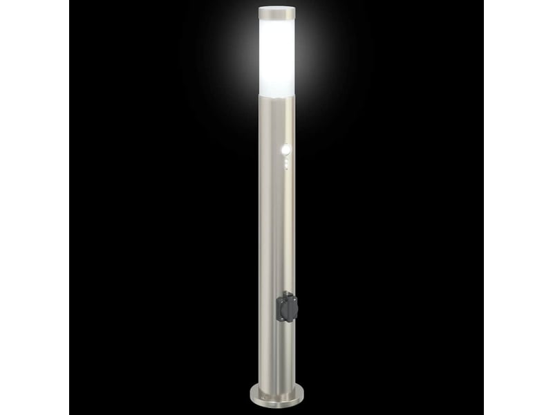  Lot de 3 borne lumineuse avec détecteur et prise 80 cm acier inoxydable ip44 shl14524  - Conforama E