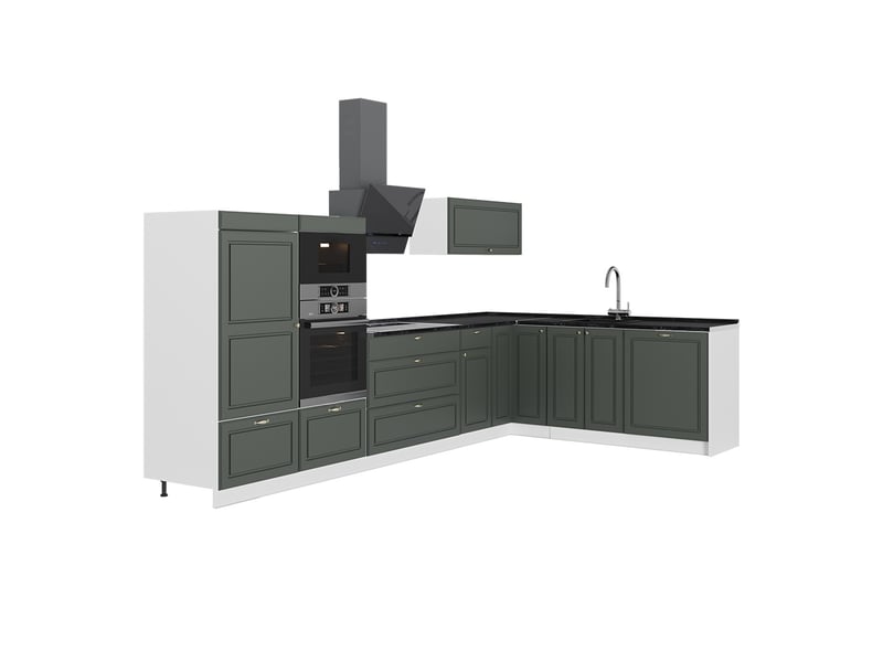  Vicco cuisine en angle, vert or campagneblanc, 347x60cm, pt anthracite  - Conforama A
