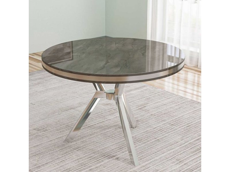  Table de repas ronde pieds métal mos anthracite et chrome  - Conforama B