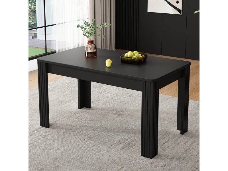  Table à manger rectangulaire avec plateau spacieux et 4 pieds stables - lpospi - panneau de particules noir  - Conforama B