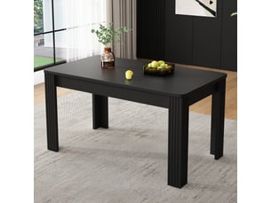 Table à manger rectangulaire avec plateau spacieux et 4 pieds stables - panneau de particules noir