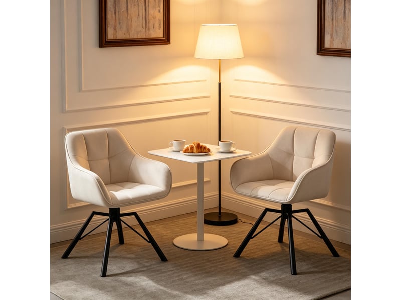  Chaises élégance lot de 2, pivotantes, cuisine, salle à manger, dossier doux et design moderne  - Conforama E