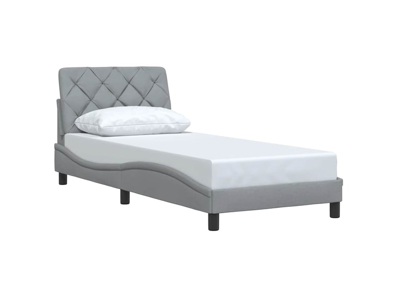  Lit simple- lit adulte -  cadre de lit sans matelas gris clair 90x190 cm tissu  - Conforama B