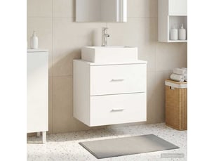 Vanité de lavabo mural, meuble de rangement blanc 49.5x41x62.5 cm shl241
