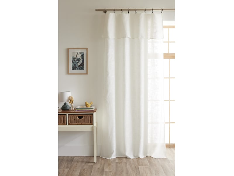 Rideau ajustable + 8 anneaux pince 140 x 270 cm polyester effet lin nia ivoire 15661 - Conforama B