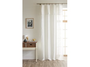 Rideau ajustable + 8 anneaux pince 140 x 270 cm polyester effet lin nia ivoire