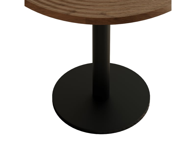 Table à manger ronde 2 à 4 personnes avec pied central stable - lpospi - plateau à motif de cernes, mdf et métal noir, bois, 80 cm - Conforama C