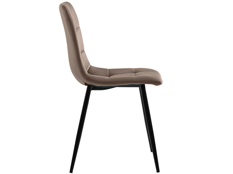  Chaise de salle à manger lot de 4 avec dossier ergonomique et assise rembourrée en velours marron  - Conforama D