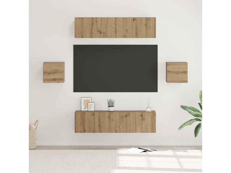  Ensemble meuble tv - banc tv - meuble de rangement 6 pcs chêne artisanal bois d'ingénierie  - Conforama B