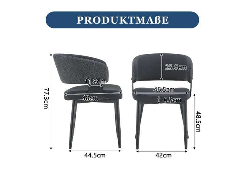 Chaises de salle à manger mid-century – lot 2, fauteuils tonneau rétro, dossier motif, cuir synthétique, pieds robustes - Conforama C