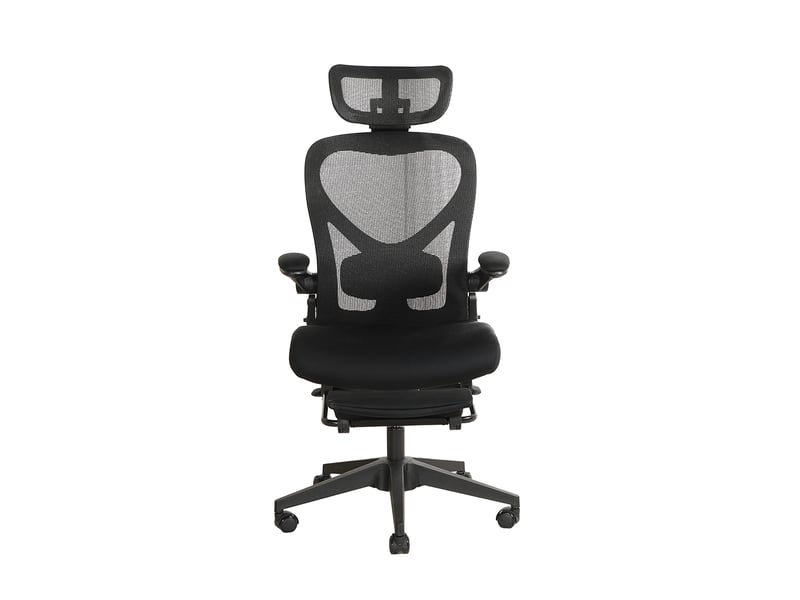  Chaise de bureau ergonomique pliante avec appui-tête 3d - lpospi - dossier inclinable, maille et mousse - noir  - Conforama A