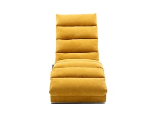 Chaise longue de relaxation fixe avec fonction massage vibrant – méridienne ergonomique capitonnée en tissu aspect lin avec poche latérale – jaune moutarde