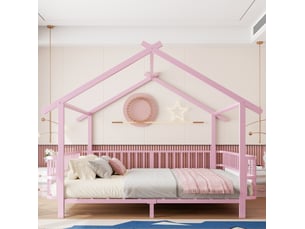 Lit cabane 140x200 cm <strong>OKWISH</strong>  <strong></strong> coloris rose