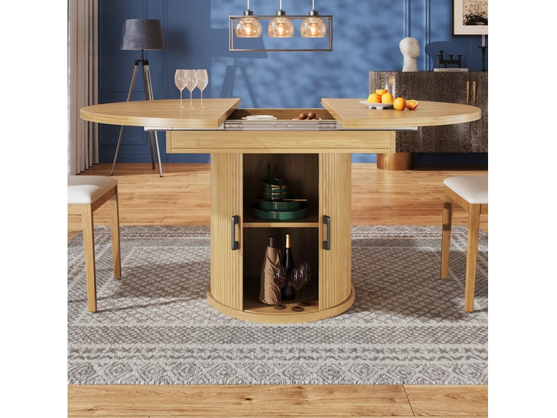 Table à manger extensible 118(158)x118x76.8 cm en mdf coloris naturel - Conforama C