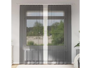 Lot de 2 rideaux en voile, voilages avec passe-tringles noir cf44478