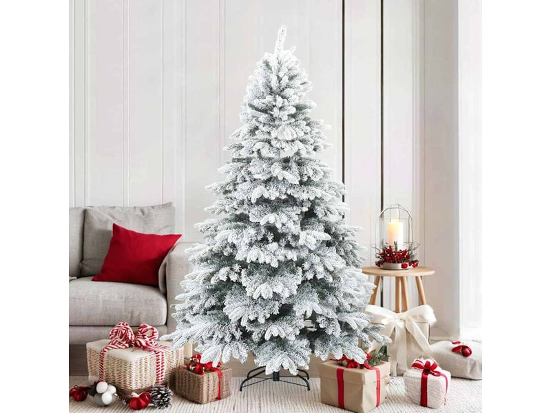 Sapin de noël artificiel, arbre de noël à branches pliantes, duveteux de neige shl7387 - Conforama B