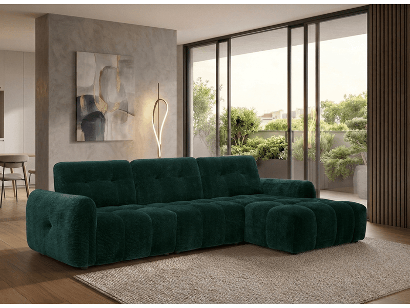 Canapé d'angle en velours tissé vert sapin avec dossier réglable adonis - angle droit KF8618-2M-VERSAP - Conforama B