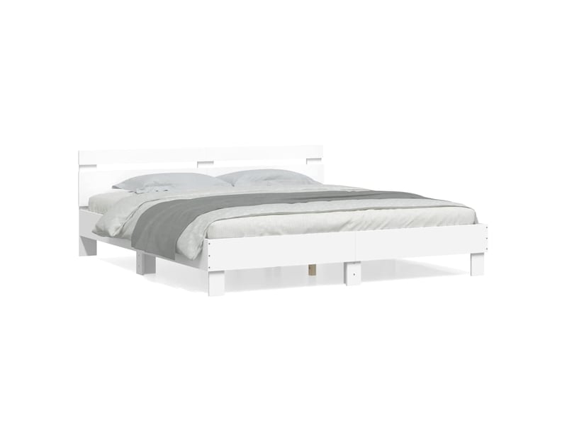  Lit double- lit adulte -  cadre de lit sans matelas blanc 200x200 cm  - Conforama A