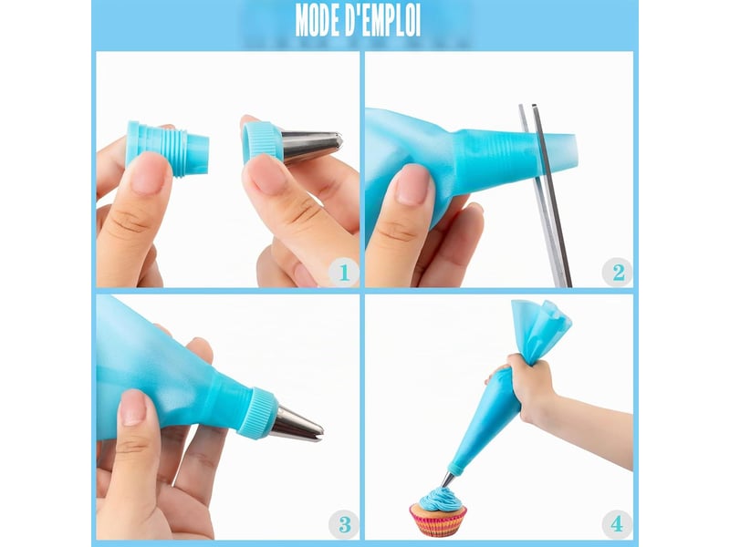 Ensemble de poches à douille, douilles à pâtisserie, accessoires de pâtisserie (bleue, 40 pièces) - blue - Conforama C
