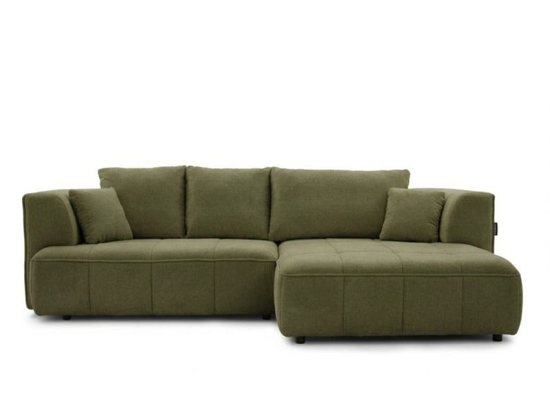  Bobochic canapé d'angle convertible avance-recule électrique clovis tissu lisse vert  angle droit CLOVIS - Conforama A