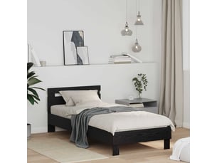 Lit adulte, lit simple, cadre de lit chêne noir 98,5x200cm bois d'ingénierie cf6148