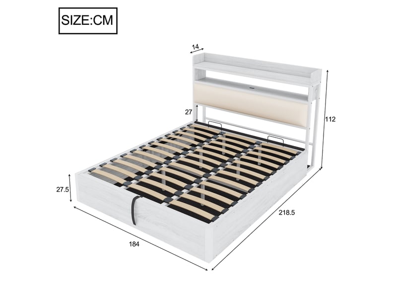  Lit coffre 180x200cm coloris blanc lit adulte blanc - Conforama C