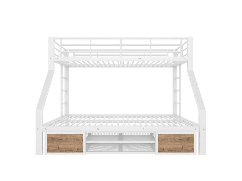 Lit superposé avec meuble à chaussures et rangements, blanc, 90x200140x200 cm, certifié en747 - Conforama A