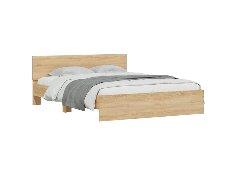  Lit double- lit adulte -  cadre de lit avec led sans matelas chêne sonoma 150x200 cm  - Conforama B