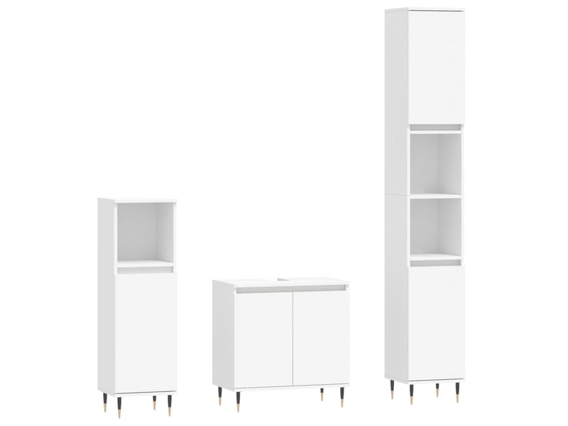 Ensemble d'armoires salle de bain 3 pcs blanc bois d'ingénierie cf63035 - Conforama A