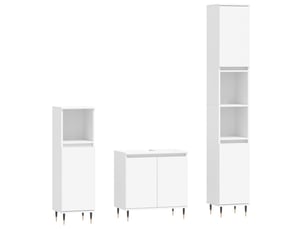 Ensemble d'armoires salle de bain 3 pcs blanc bois d'ingénierie cf63035