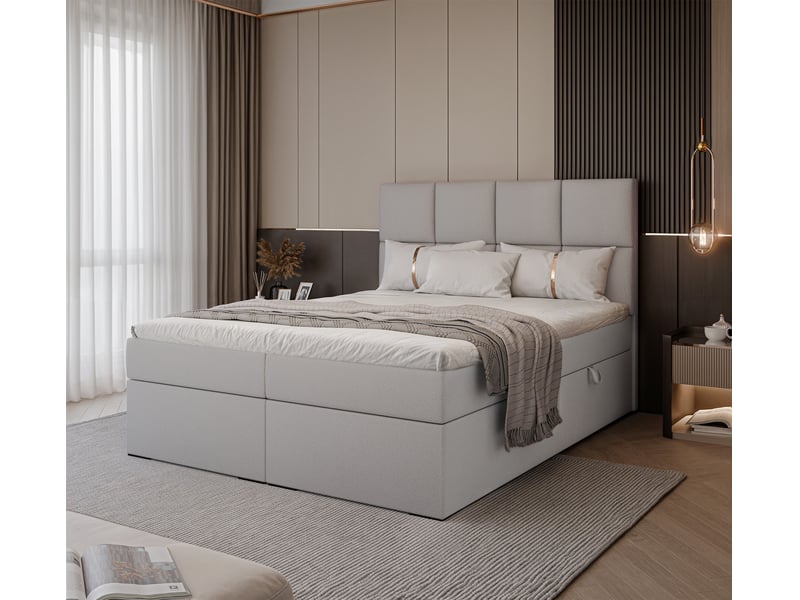  Lit coffre magnus - 160x200 cm - avec matelas et surmatelas - éco-cuir - gris MAGNUS - Conforama B