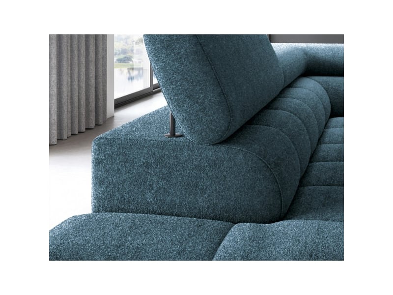 Canapé convertible bleu foncé ferrum 5 places angle gauche mousse hr 276x93x200cm - Conforama D