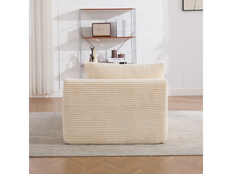  Canapé modulable en chenille ivoire, méridienne généreuse avec mousse haute résilience 30d pour salon et espace détente  - Conforama R