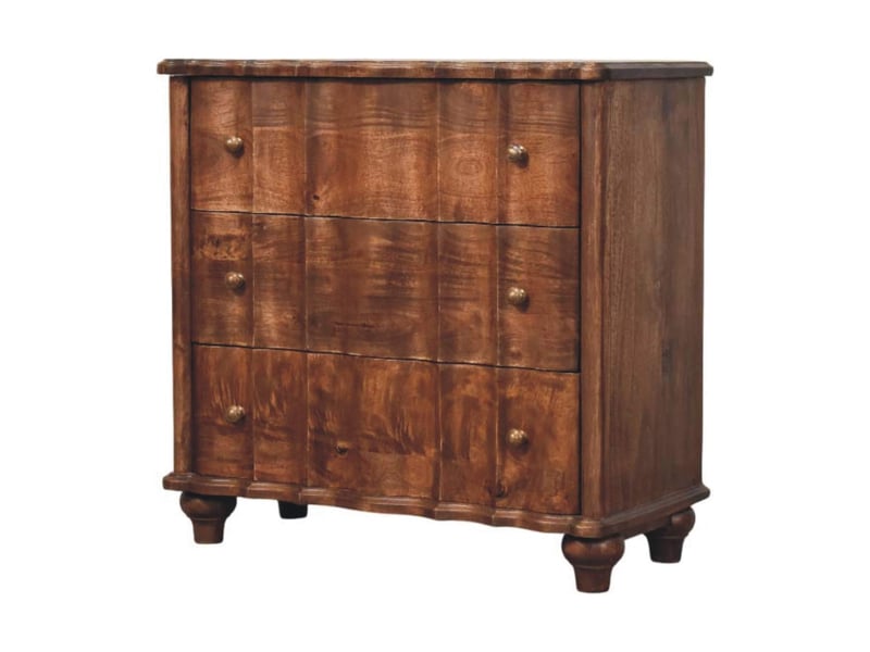  Artisan furniture commode lume en bois massif à panneaux finition torréfiée  - Conforama B
