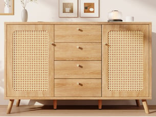 Buffet 2 porte(s) 4 tiroir(s) <strong>BGSRYAO</strong> <strong></strong> - 140 cm coloris marron