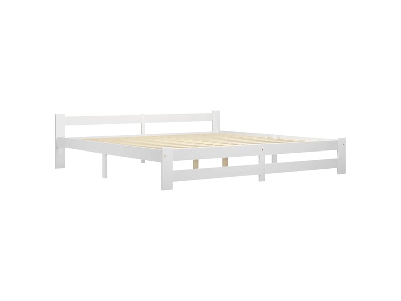  Lit double- lit adulte -  cadre de lit sans matelas blanc bois massif de pin 200x200 cm  - Conforama A
