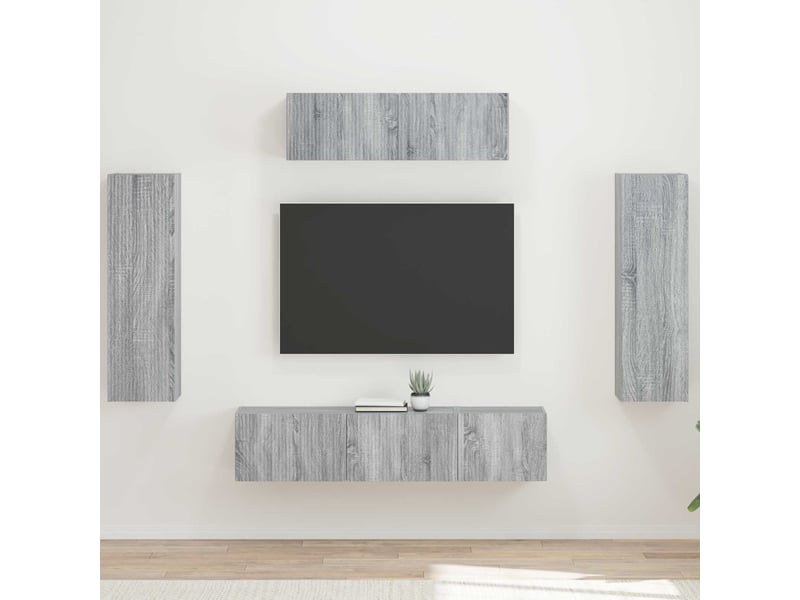 Meuble tv - banc tv - meuble de rangement 5 pcs gris sonoma  - Conforama B