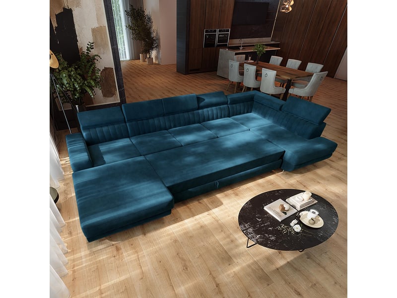 Canapé d'angle gaian, velours bleu - Conforama D